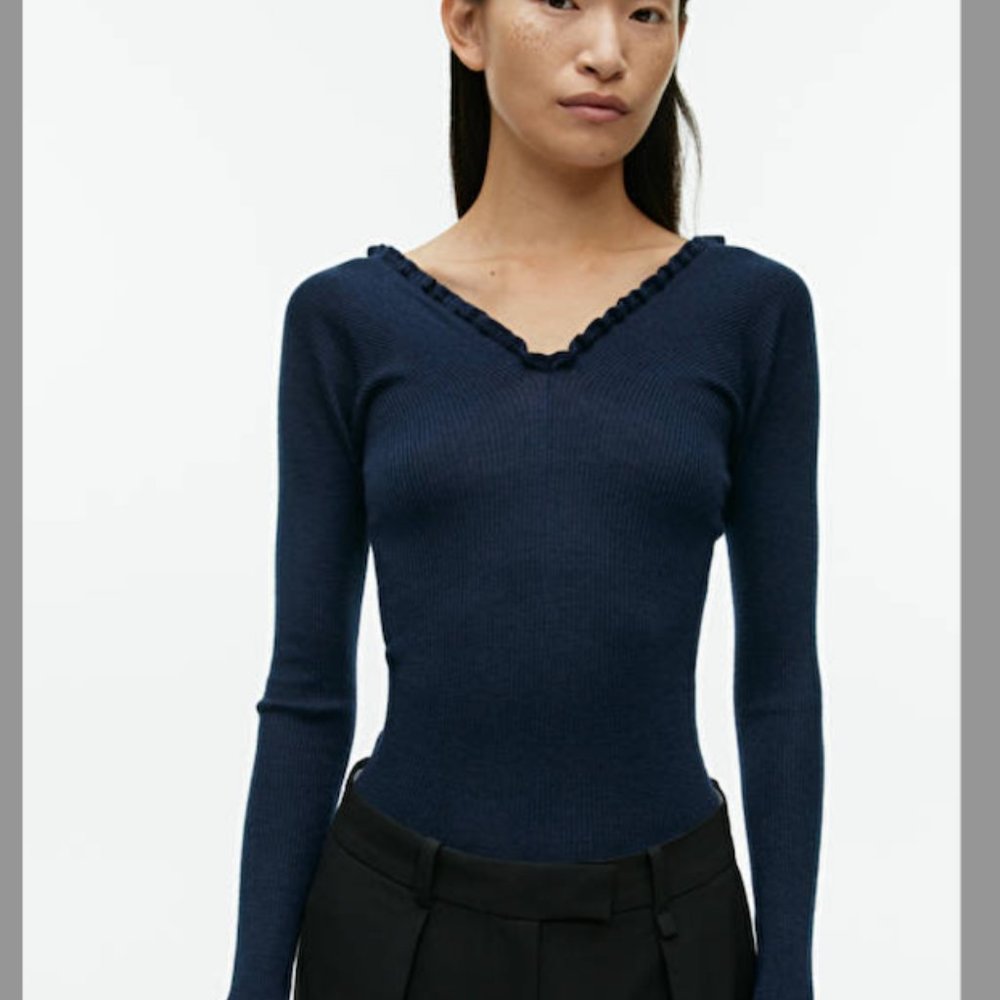 Arket Frill Merino Blend Top NWOT